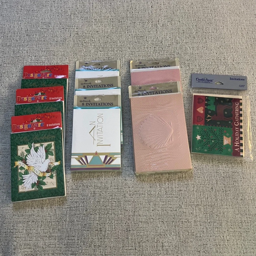 Vintage‎ Hallmark DesignWare Creative Papers Holiday Invitations Lot 9 Packs NOS